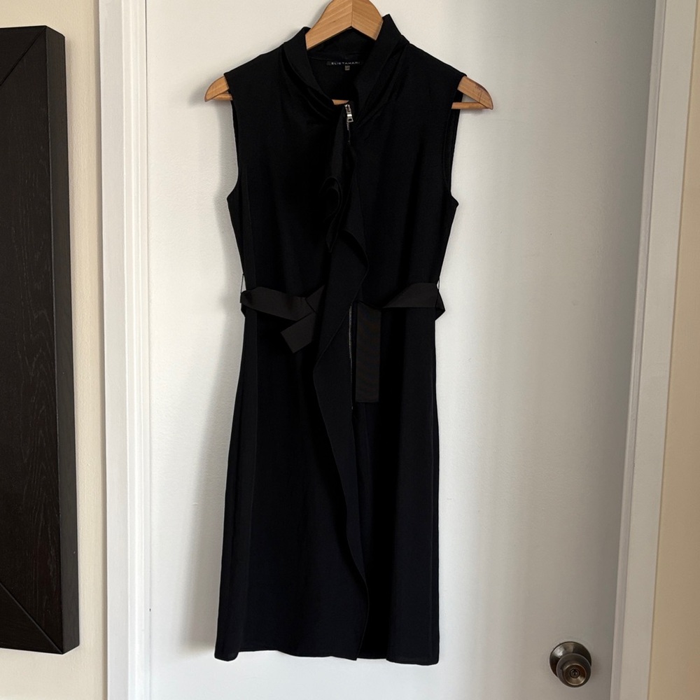 Tahari Sleeveless Black Midi Dress
